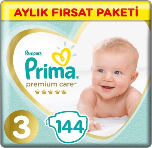 Prima Premium Care 3 Numara Midi 144'lü Bebek Bezi