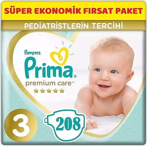 Prima Premium Care 3 Numara Midi 208'li Bebek Bezi