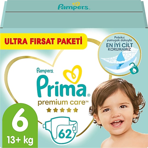 Prima Premium Care 6 Numara Ekstra Large 62'li Bebek Bezi