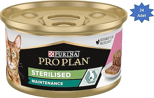 Pro Plan Sterilised Ton Balıklı ve Somonlu 85 gr 24'lü Kısırlaştırılmış Yetişkin Konserve Kedi Maması