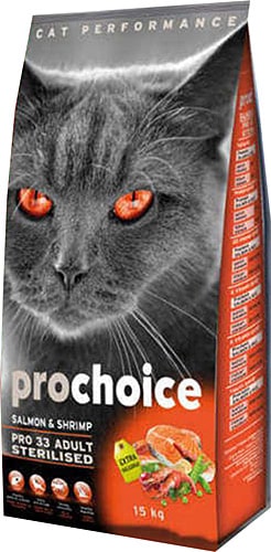 Prochoice Pro 33 Sterilised Somon ve Karidesli 15 kg Yetişkin Kedi Maması