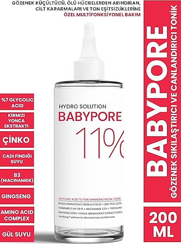 PROCSIN Hydro Solution Babypore Gözenek Sıkılaştırıcı ve Canlandırıcı%7 Glikolik Asit Ginseng Tonik 200ML