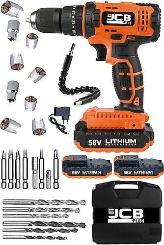 Projcb Plus American Orange Spark 58 V 8 Ah Darbeli Metal Şanzuman Samsung Çift Akülü Vidalama Matkap + Usta Set