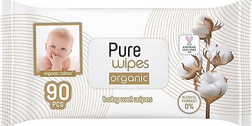 Pure Baby Organik Pamuklu 90 Yaprak Islak Havlu