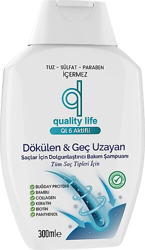 Quality Life Ql 6 Aktifli Şampuan Dökülme Karşıtı Ve Geç Uzayan Saçlar Için Parabensiz Sülfatsız Şampuan