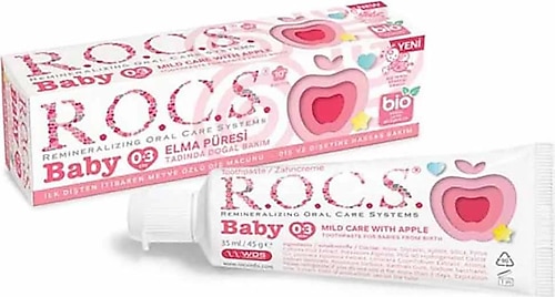 R.O.C.S. Elma Püresi Tadında 0-3 Yaş Florürsüz Bebek Diş Macunu 35 ml