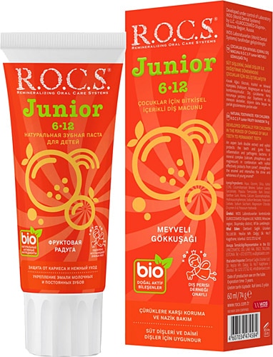 R.O.C.S. Meyveli Gökkuşağı Tadında 6-12 Yaş Florürsüz Çocuk Diş Macunu 60 ml