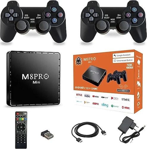 RabbitTech M8 PRO Mini 2.4G 10K ultra HD 64 GB TV BOX Android TV GAME BOX android 12.1 TV 2 Adet Oyun Konsolu