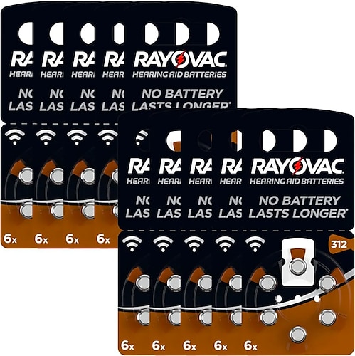 Rayovac 312 Numara Blister İşitme Cihaz Pili 6'lı 10 Paket
