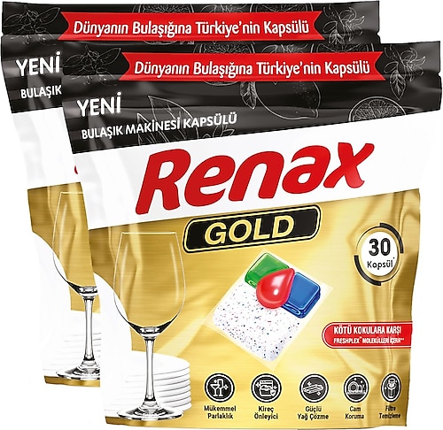 Renax Gold Hepsi Bir Arada Bulaşık Makinesi Tableti 30'lu 2 Adet