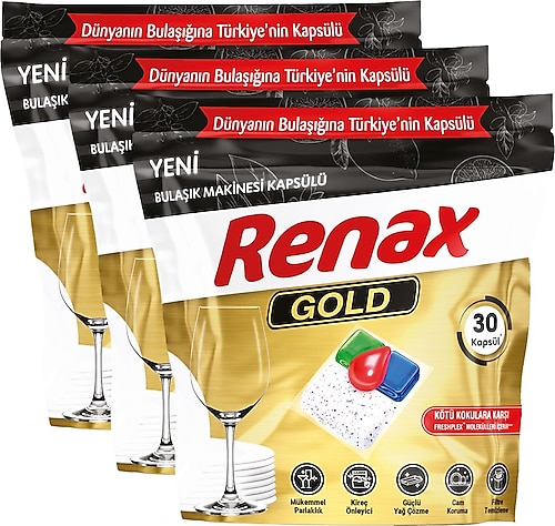 Renax Gold Hepsi Bir Arada Bulaşık Makinesi Tableti 30'lu 3 Adet