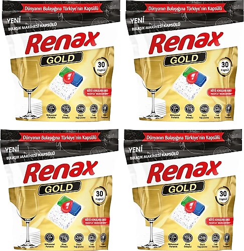 Renax Gold Hepsi Bir Arada Bulaşık Makinesi Tableti 30'lu 4 Adet