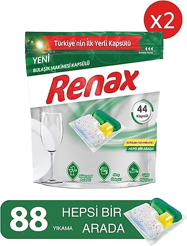 Renax Hepsi Bir Arada Bulaşık Makinesi Tableti 44'lü 2 Adet