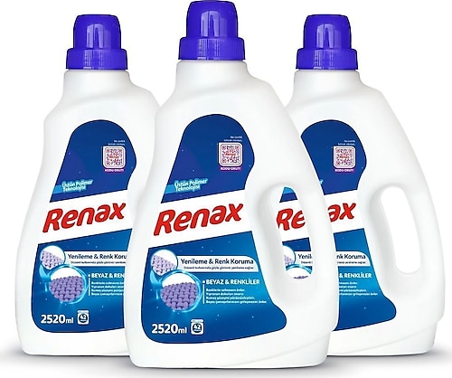 Renax Renkliler ve Beyazlar için Sıvı Deterjan 42 Yıkama 2.52 lt 3'lü