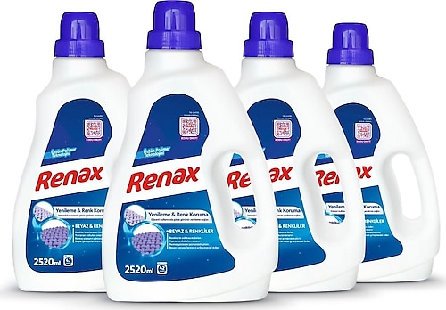 Renax Renkliler ve Beyazlar için Sıvı Deterjan 42 Yıkama 2.52 lt 4'lü