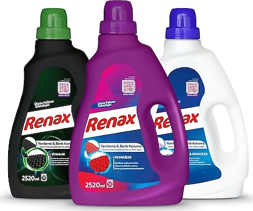 Renax Siyahlar + Renkliler + Beyazlar Sıvı Deterjan 2.52 lt 3'lü