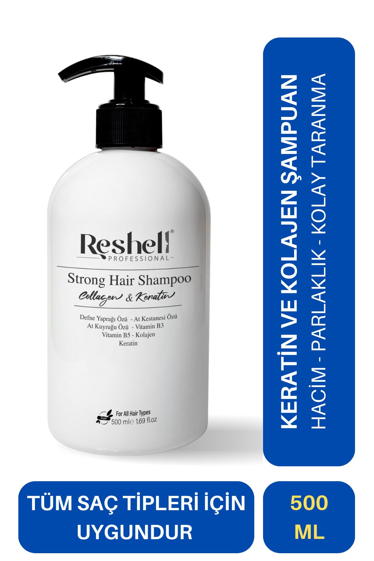 Reshell Saç Dökülmesi Bakım Şampuanı At Kuyruğu Özlü Tuzsuz Kolajen Ve Keratin Katkılı 500ML