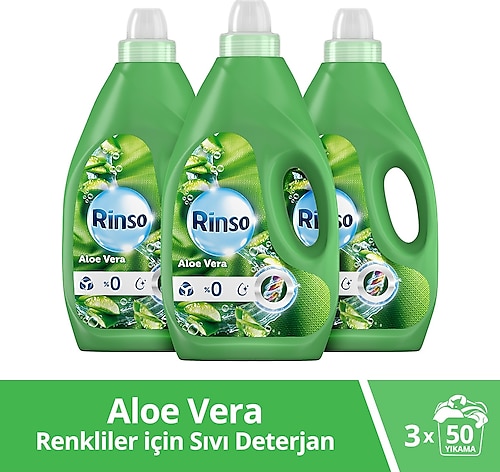 Rinso Aloe Vera Renkliler için Sıvı Çamaşır Deterjanı 3 lt 3'lü