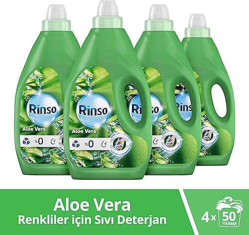 Rinso Aloe Vera Renkliler için Sıvı Çamaşır Deterjanı 3 lt 4'lü
