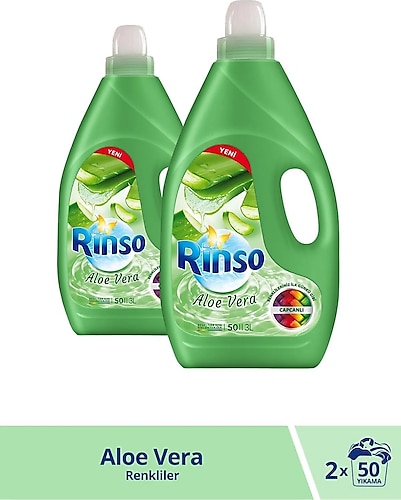Rinso Aloe Vera Renkliler için Sıvı Çamaşır Deterjanı 50 Yıkama 3 lt 2'li