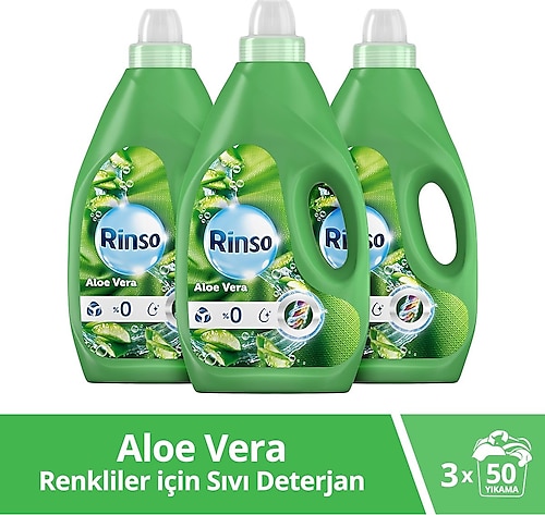 Rinso Aloe Vera Renkliler için Sıvı Deterjan 50 Yıkama 3 lt 3'lü