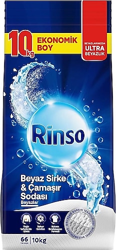 Rinso Beyaz Sirke & Çamaşır Sodası Beyazlar için 10 kg Toz Deterjan