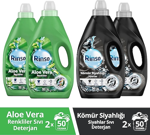 Rinso Sıvı Deterjan Aloe Vera Renki 3lt 2adet Sıvı Deterjan Kömür Siyahlığı Siyah 3lt 2adet
