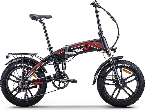 RKS RD5 Siyah-Kırmızı Katlanabilir Elektrikli Bisiklet
