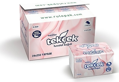 Rulopak Tekçek 2 Katlı 250 Yaprak 24'lü Tuvalet Kağıdı