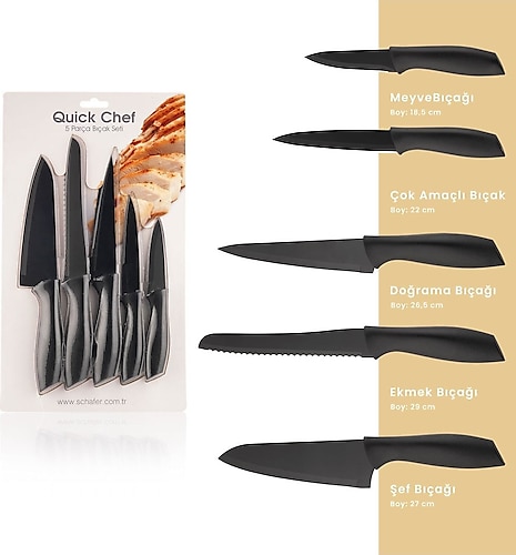 Schafer Quick Chef Siyah 5'li Bıçak Seti
