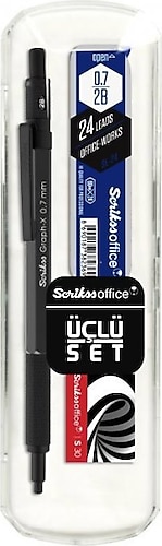 Scrikss Graph-X Antrasit 0.7 mm 3'lü Versatil Uçlu Kalem Seti