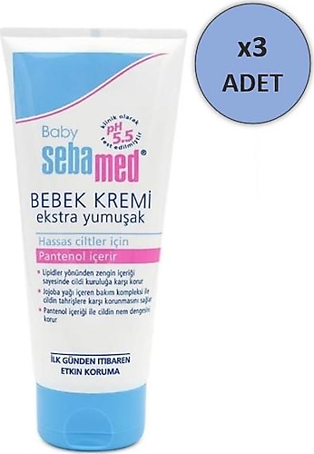 Sebamed Ekstra Yumuşak Bebek Kremi 200 ml 3 Adet