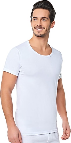 Seher Yıldızı 6 lı Paket Erkek Kısa Kol Bisiklet Yaka Atlet Beyaz