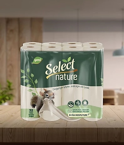 Select Nature Doğal Ve Organik Kahverengi Tuvalet Kağıdı 32 Rulo 2 Katlı