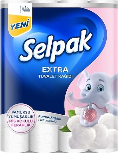 Selpak Extra Pamuk Katkılı ve Pudra Kokulu 120'li Tuvalet Kağıdı
