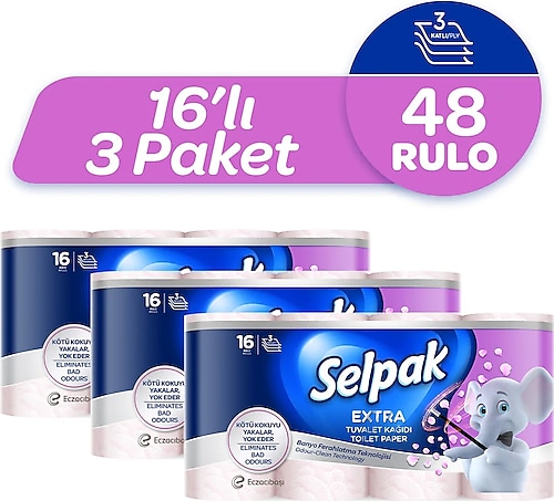 Selpak Extra Tuvalet Kağıdı Banyo Ferahlatma 3 x 16 Rulo