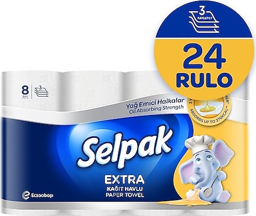Selpak Extra Yağ Emici 24'lü Kağıt Havlu