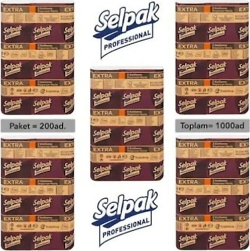 Selpak Professional Extra Z Katlama Dispenser Havlu 200'lü 5 Paket 21.5 x 24 CM