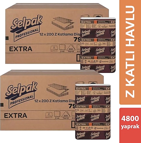 Selpak Professional Extra Z Katlı 12x200 Yaprak 2 Adet Dispenser Havlu
