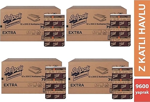 Selpak Professional Extra Z Katlı 200 Yaprak 12'li Dispenser Havlu 4 Koli
