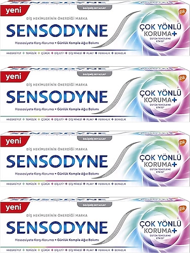 Sensodyne Çok Yönlü Koruma Gelişmiş Beyazlık Florürlü Diş Macunu 50 ml 4 Adet