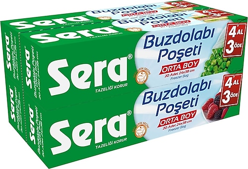 Sera Orta Boy Buzdolabı Poşeti 4x30'lu