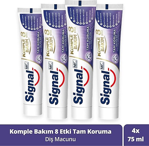 Signal Komple Bakım 8 Etki Tam Koruma Florürlü Diş Macunu 75 ml 4 Adet