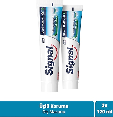 Signal Üçlü Koruma Beyazlatıcı Florürlü Diş Macunu 120 ml 2 Adet