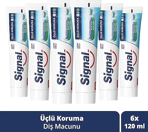 Signal Üçlü Koruma Beyazlatıcı Florürlü Diş Macunu 120 ml 6 Adet