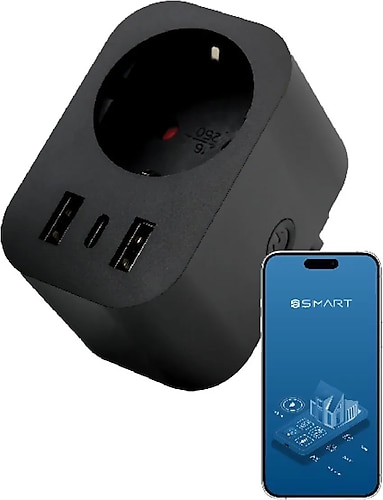 Şımart Teknoloji Akıllı Wi-fi Priz Usb Type-c Akım Korumalı Uzaktan Kontrol