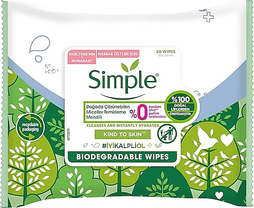 Simple Kind To Skin Micellar Yüz Temizleme Mendili 20'li