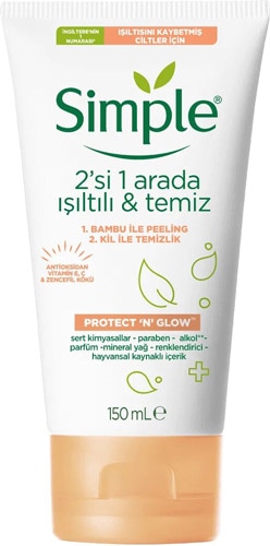 Simple Protect Glow 2'si 1 Arada Işıltılı ve Temiz 150 ml Temizleme Jeli
