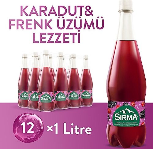 Sırma B Vitaminli Karadut & Frenk Üzümü Aromalı Doğal Maden Suyu 12x1 L