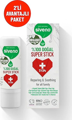 Siveno %100 Doğal Super Stick Anlık Yatıştırıcı Onarıcı Organik Yalancı Iğde Yağlı 6 G x 2 Adet